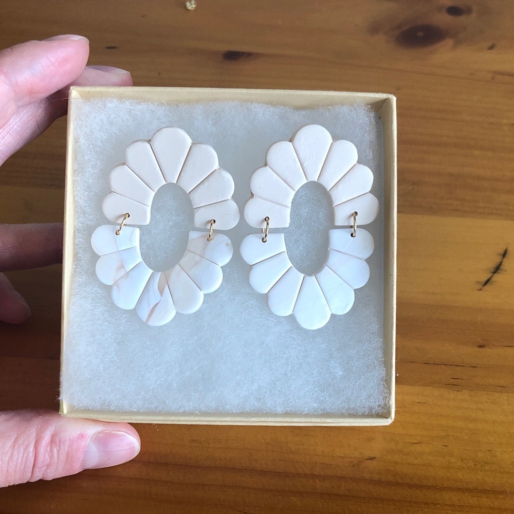 Clay statement neutral boho earrings